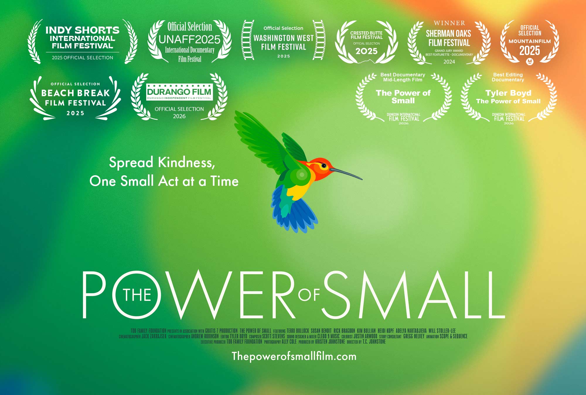 The Power of Small Film Poster with Award Laurels